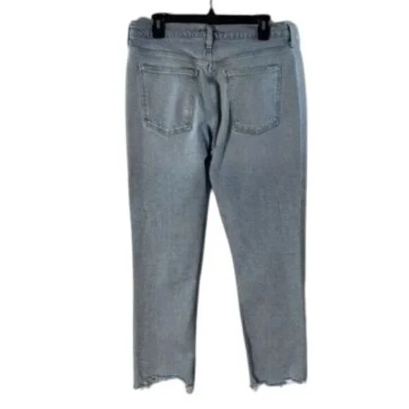 Agolde Merrel Womens Light Wash Distressed Frayed Hem High-Rise Jeans Size 30 - Picture 3 of 12